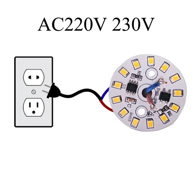 Фото Светодиодная лампа 15 Вт, 12 Вт, 9 Вт, 7 Вт, 5 Вт, вход PCB Smart IC 5730, светодиодная лампа с чипом и проводом для прожектора №5
