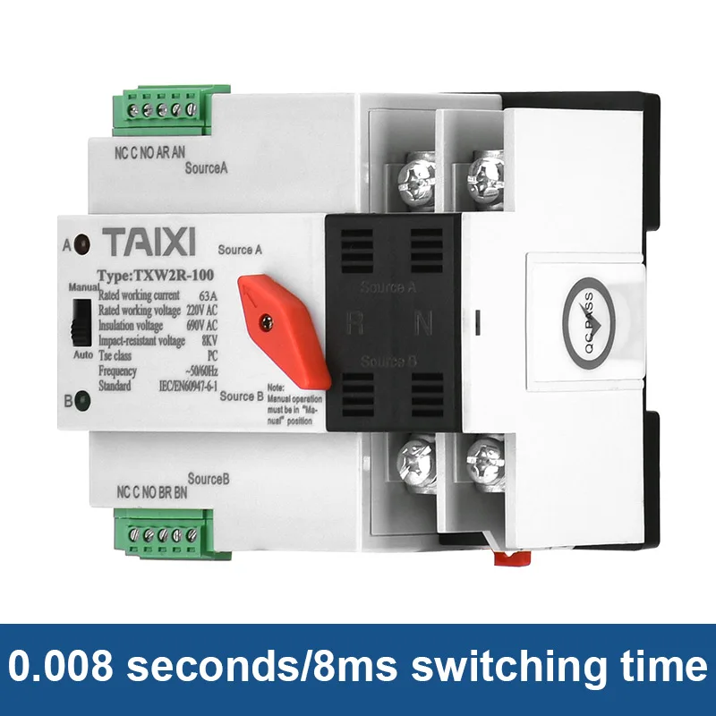 Двойной автоматический переключатель мощности на Din-рейку ATS 400 В переменного