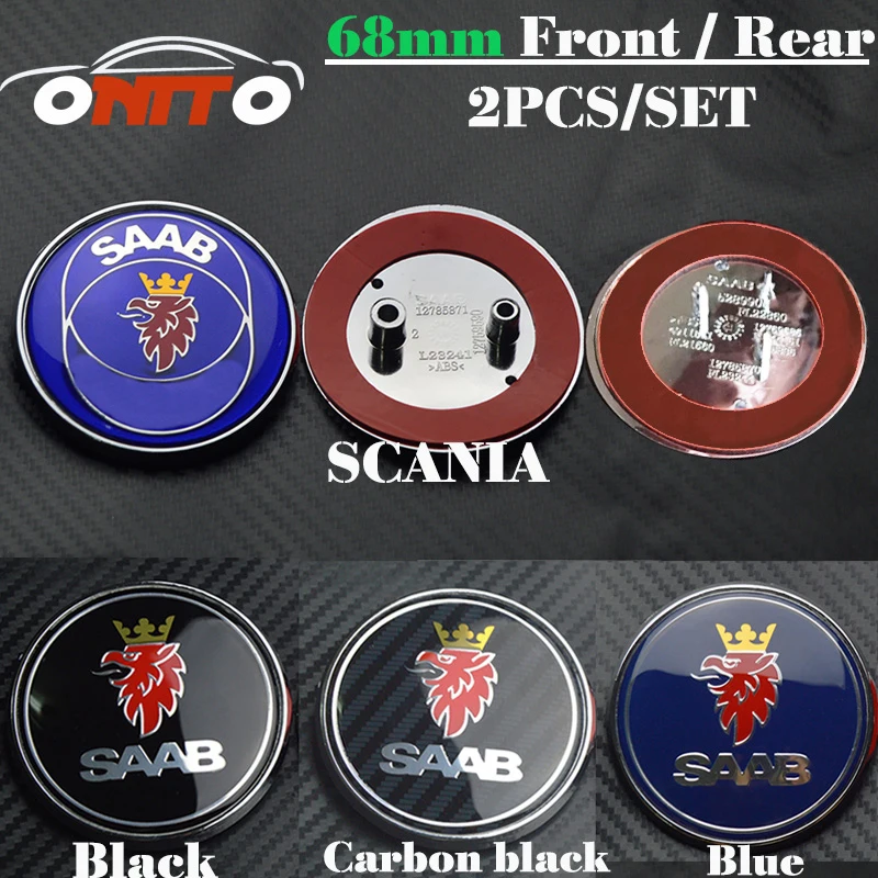 

2pcs/lot 68mm 2.68inch auto For 9-3 9-5 93 95 BJ SCS logo Front Bonnet Rear Boot Badge Emblem Auto Logo Badge Car Styling