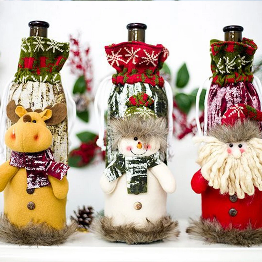 44 стиля рождественские Чехлы для бутылок с красным вином украшения дома сумки