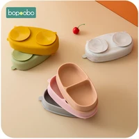 bopoobo bpa free silicone bowl 1pc double lays baby feeding supplies baby silicone chewing food grade newborn accessories teeth