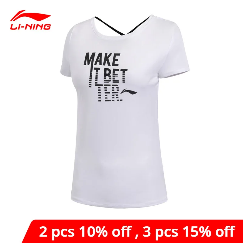 Женская футболка для тренировок Li Ning дышащая Спортивная Футболка с принтом li ning