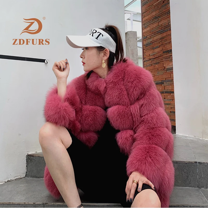 Женская кожаная куртка ZDFURS жилет из 100% натурального меха лисы пальто с