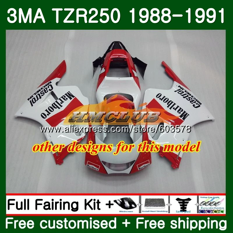 Корпус для YAMAHA обтекающий корпус 3ma TZR250 1989 1991 121CL.33 красный белый TZR250RR RS YPVS TZR 250 88 89