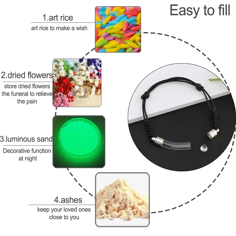 1 шт. 6 мм изогнутые трубчатые браслеты готовые плетеные хлопковые флакон с рисом