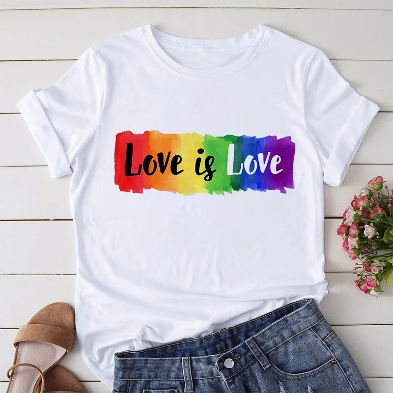Футболка женская Радужная с принтом лесбиянок Модный повседневный топ коротким