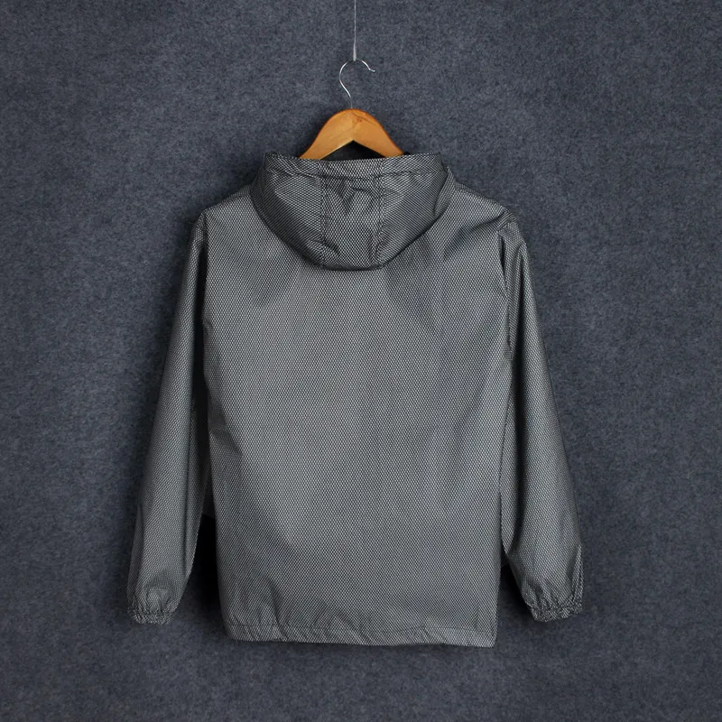 Осенняя Мужская Ночная Светоотражающая ветровка свободная куртка с капюшоном