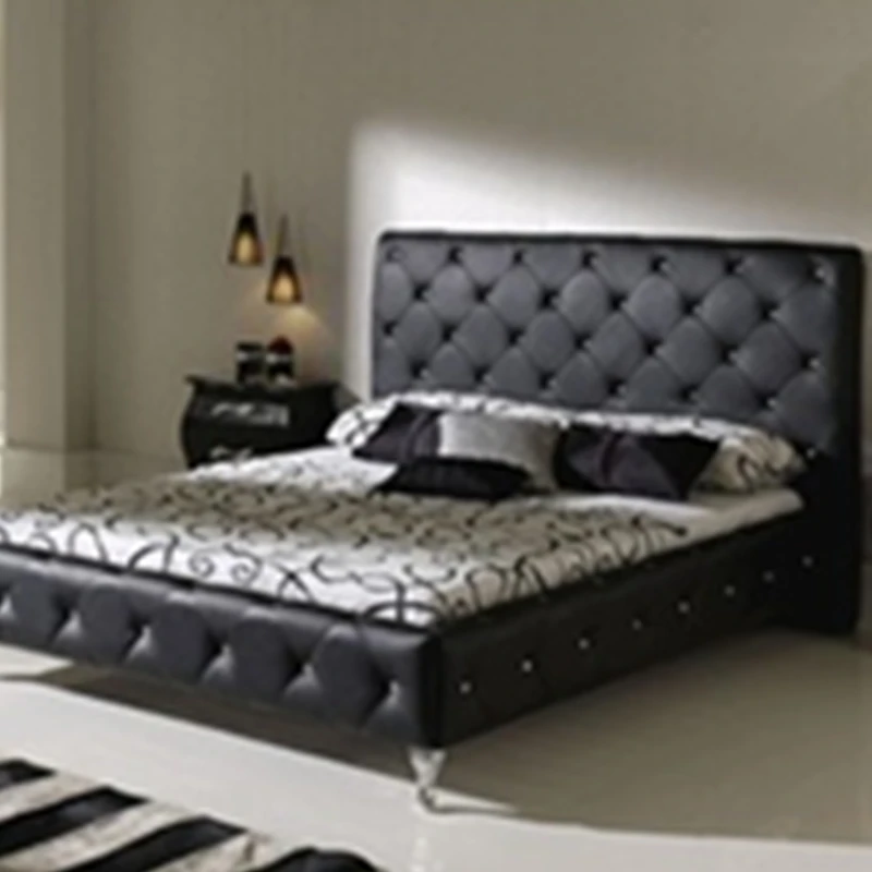 Настоящая современная кровать из натуральной кожи/мягкая кровать/двуспальная