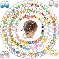 3060120pcs cartoon hair ties bobbles ring baby girl hair accessories kawaii elastic rubber bands for children ponytail holder