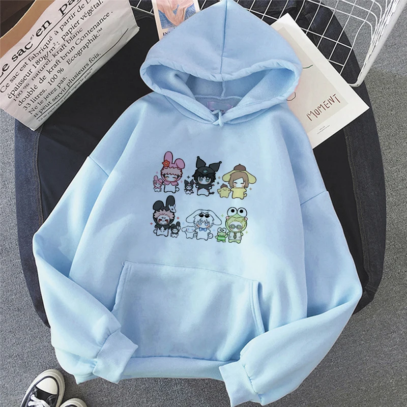

Oversized Women's Hoodies Autumn And Winter Warm Jujutsu Kaisen Print Hooded Sweatshirts For Girl Student Stitching Cute Top Y2K