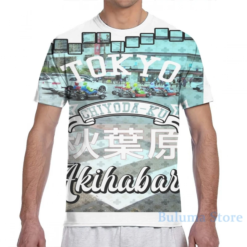 Футболка унисекс с рисунком Акихабара карт в Токио надписью Марио | Мужская