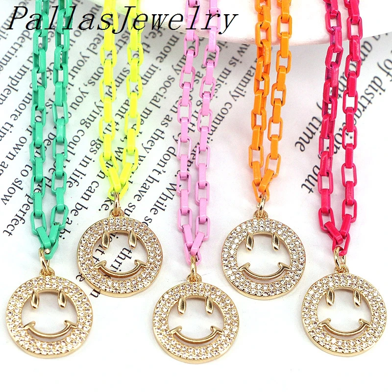 

Цепочка Женская эмалированная, со смайликом и сердцем, 5 шт.