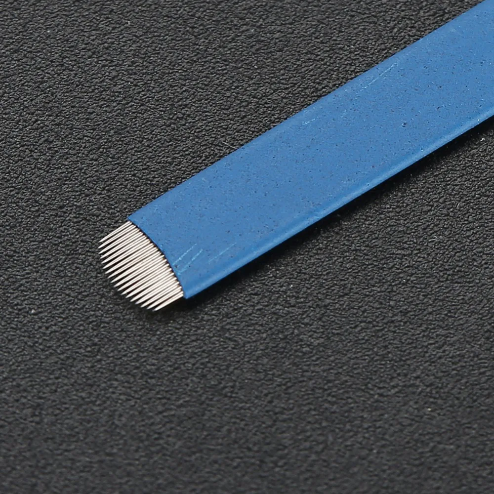 

Bule 50pcs 16Pins 18Pins Disposable Microblading Tattoo Blade Stainless Steel Semi Permanent Eyebrow Manual Tattoo Needles Tools