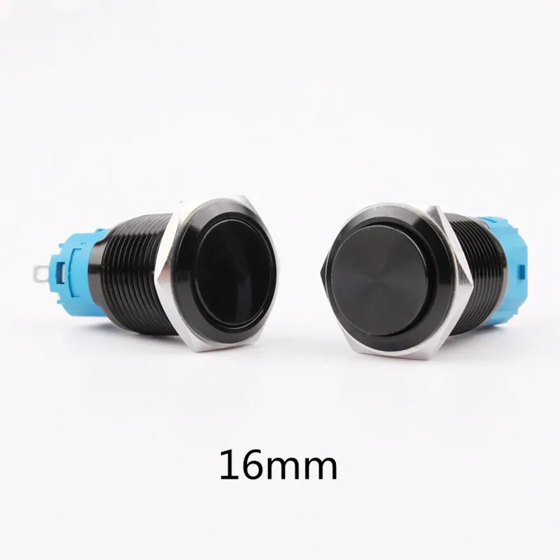 

16mm Metal Button Switch Oxidized Black Flat Head High Head Self-locking Self-reset Waterproof Small Button Switch