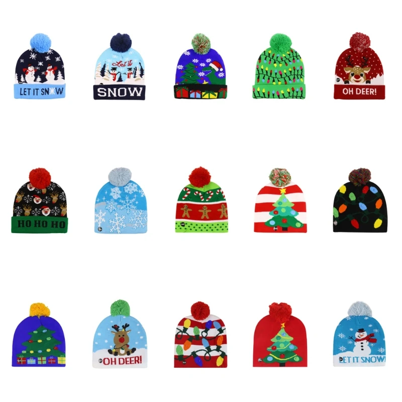

Knitted Hat with Light, Winter Hats Double-knit Party Hats with 6 Colorful Light M5TE
