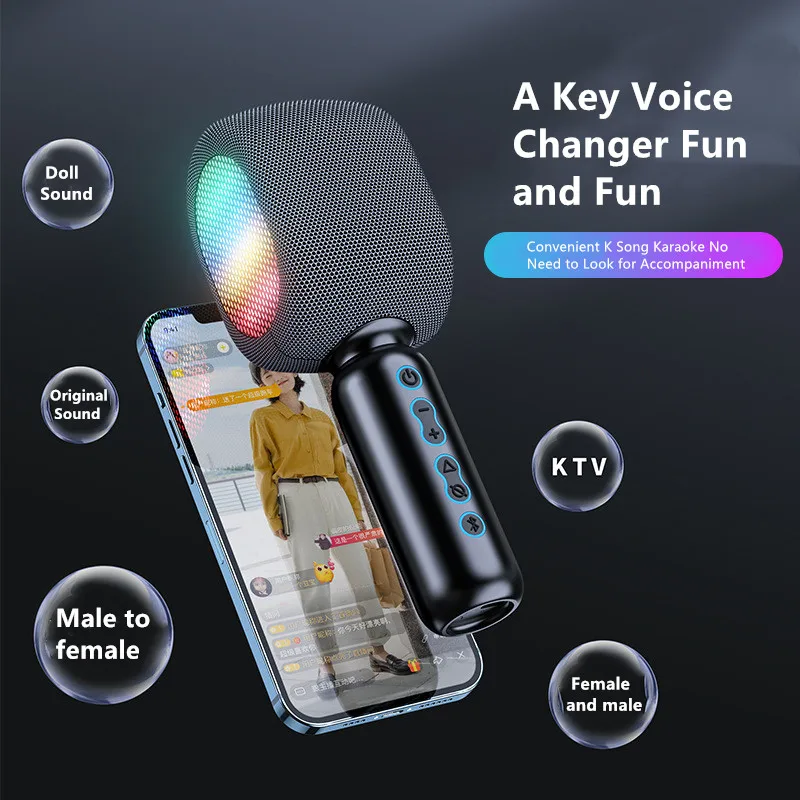 

Brand new wireless bluetooth microphone speaker, TWS dual microphone interconnection, support TF card voice change function