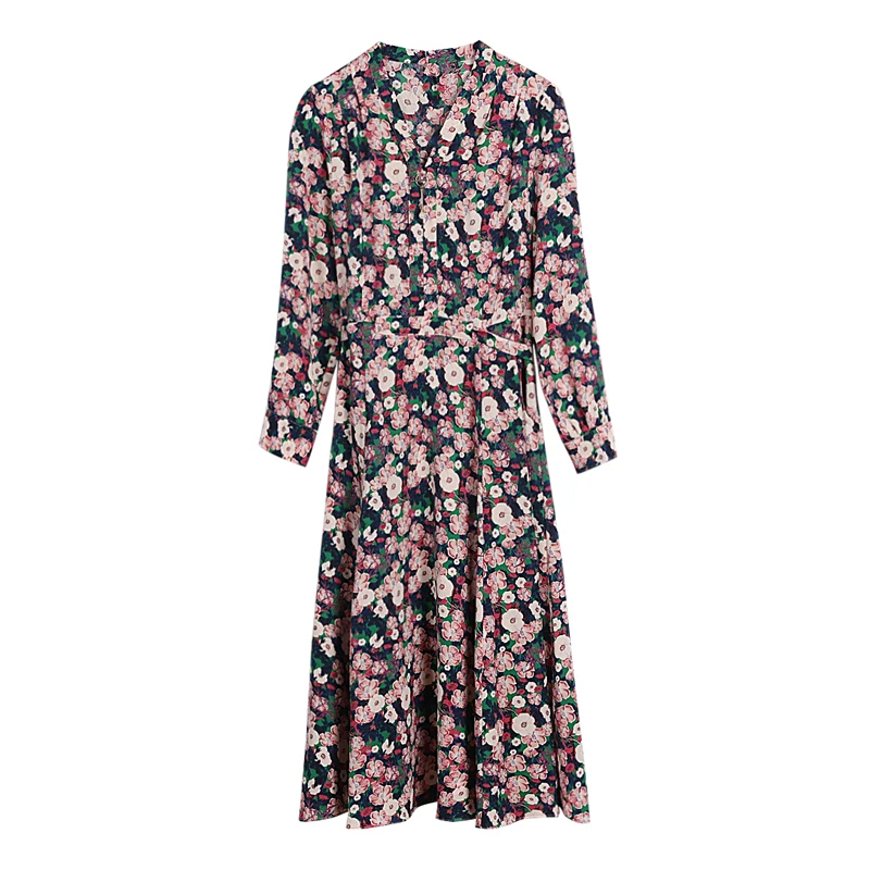 

Plus Size Casual Floral Chiffon Boho Beach Midi Dress Autumn Elegant Women Party Bodycon Vestido 2021 Spring Vintage Night Dress