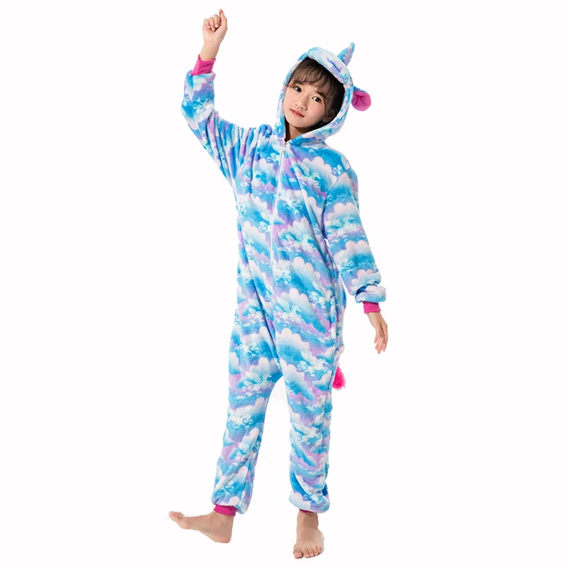 Пижама в виде животных для мальчиков и девочек детская Фланелевая пижама на