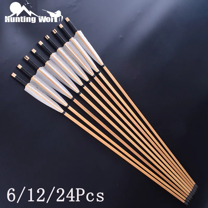 Стрельба из лука 31 дюймовая деревянная стрела ручной работы с настоящим белым