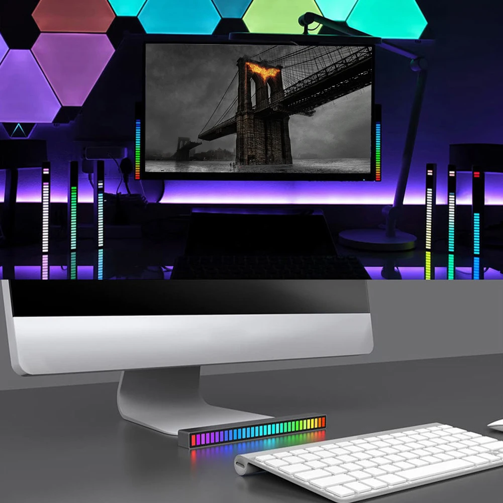 

32 Leds Car Atmosphere Light USB Powered Pick Up 4 Brightness Vehicle Decor Recreation Voice Activated Sound Control Rhythm Lamp