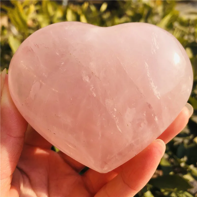 Natural Rose Crystal Heart Pink Quartz gemstone Heart-shaped Crystals Healing Gift