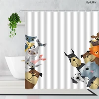 cute cartoon animal shower curtains funny 3d cats and dogs childrens bathroom decoration waterproof bath curtain set with hooks