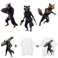 marvel rocket raccoon clothing thermoadhesive patches iron stickers for diy pattern t shirt appliques patch for men clothes