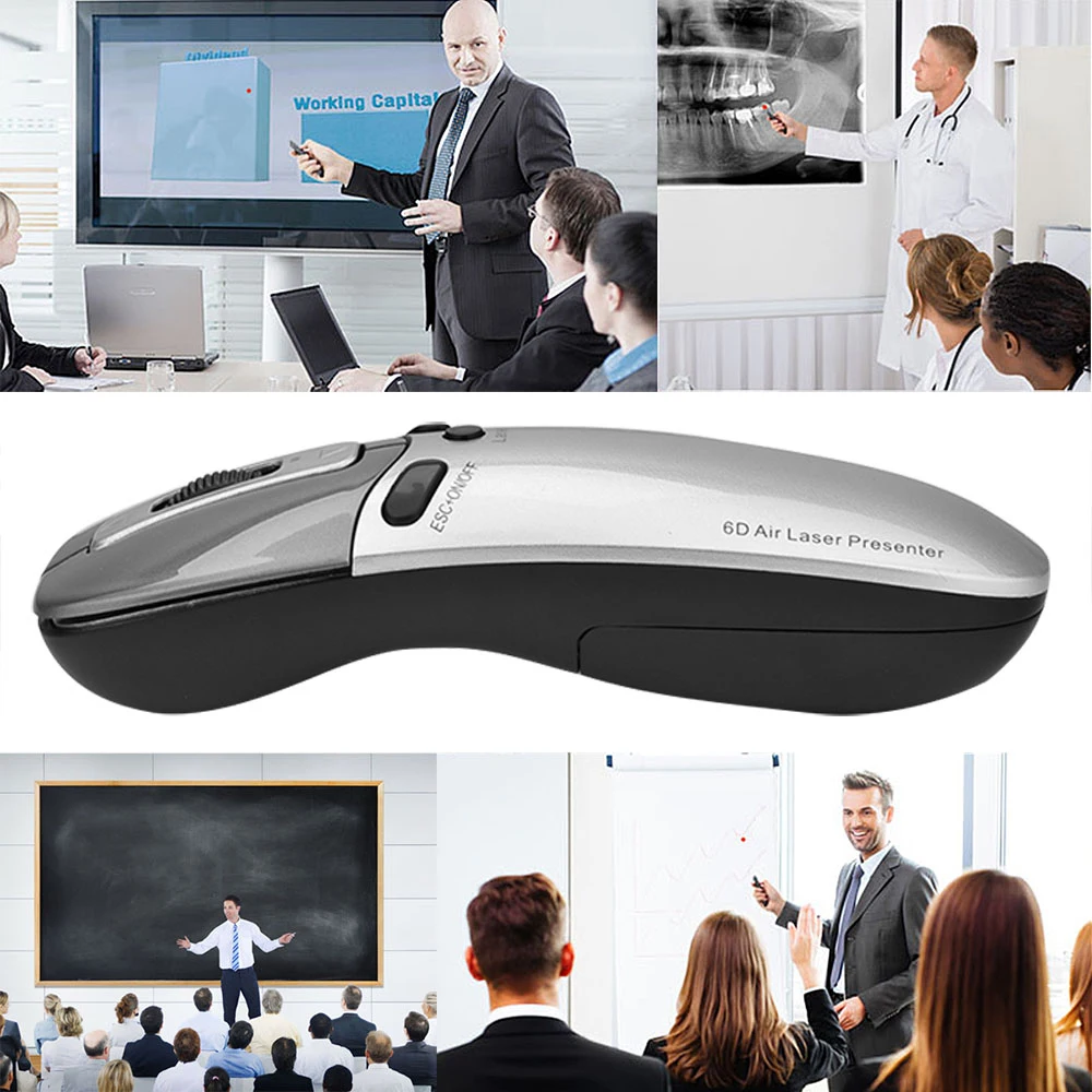 

PR-05 6D Multifunction Air Laser Presenter 2.4G Wireless Presenter Mouse Gyro Sensing Air Mouse PPT Remote Control for Office
