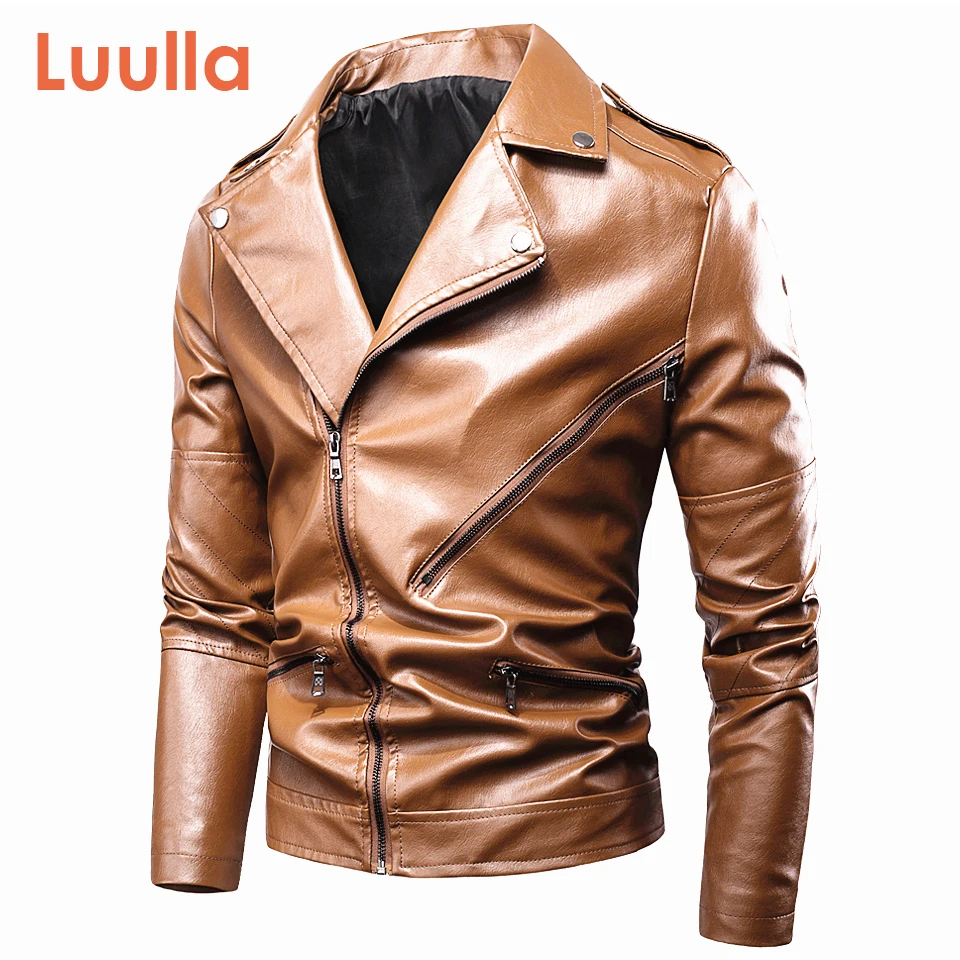 Мужская повседневная Байкерская кожаная куртка модная винтажная верхняя одежда