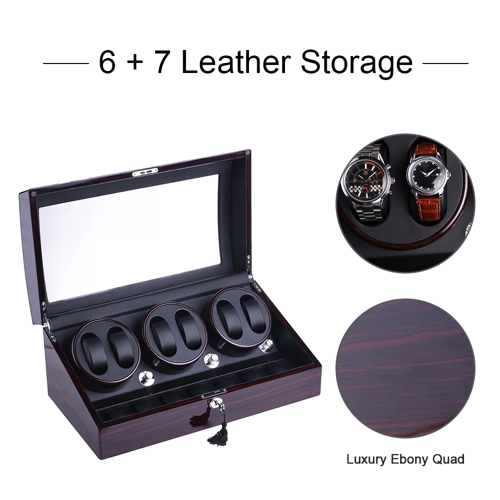 Watch Winder for 6 Automatic Watches with 7 Extra Storages |