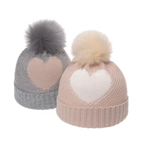 autumn winter baby hats big pom pom kids beanie cap girl boy heart crochet warm children cap toddler bonnet baby accessories