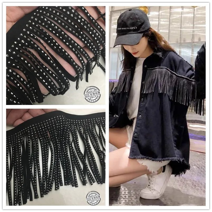 13 см винтажный черный бархатный кожаный с кисточками ручная работа сделай сам