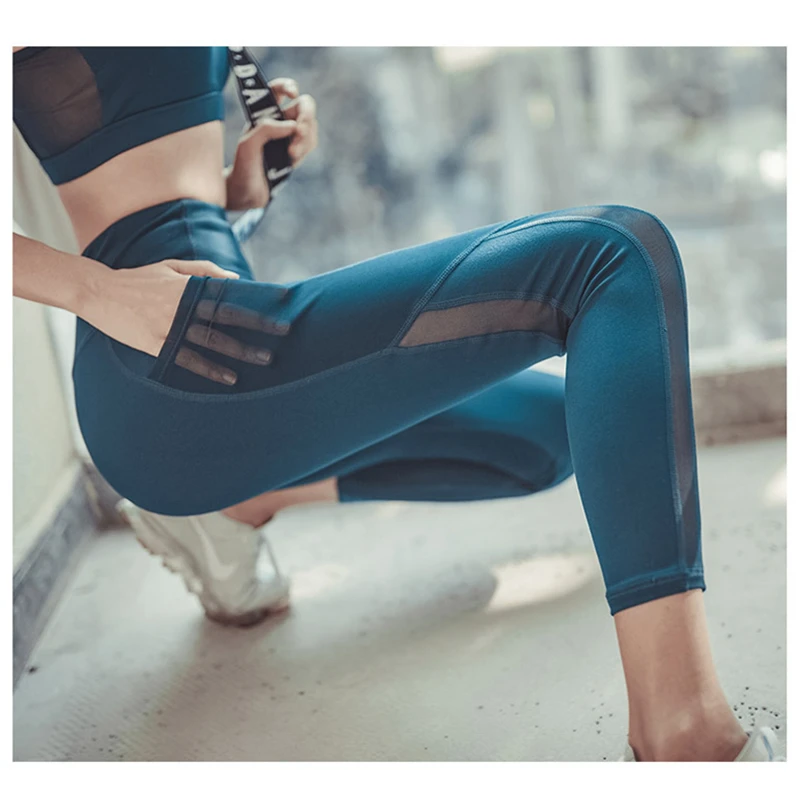 Цветные Карманные Спортивные Леггинсы для спортзала женские штаны йоги с