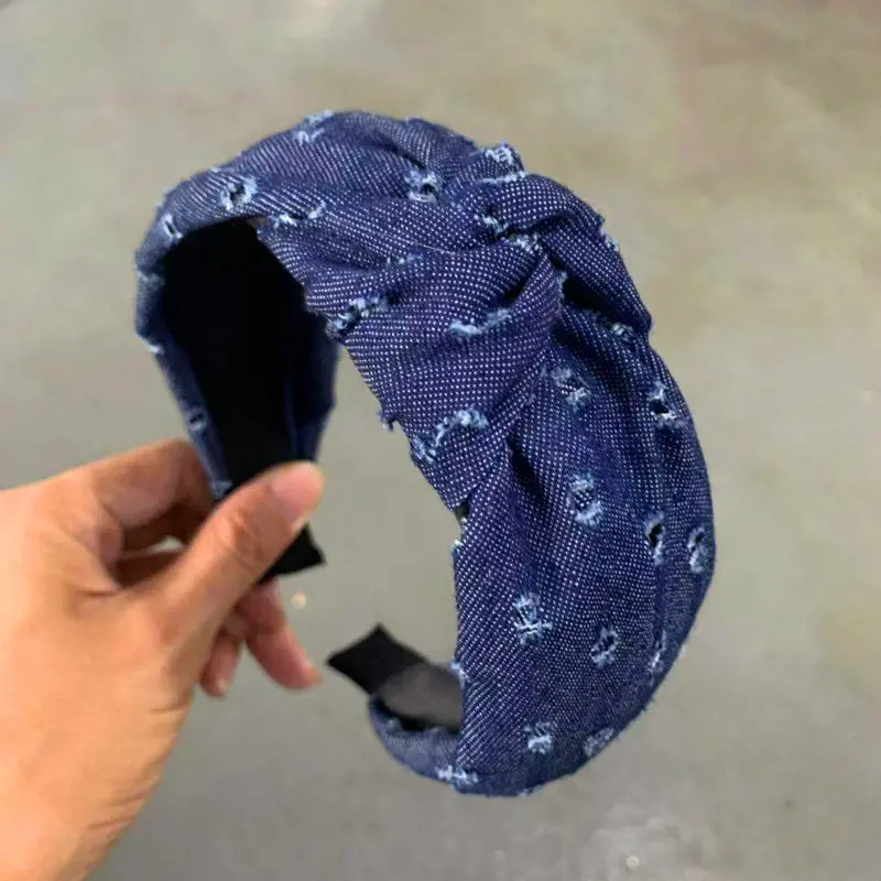 2019 новые модные ковбойские джинсы с дырками однотонные широкие повязки для волос