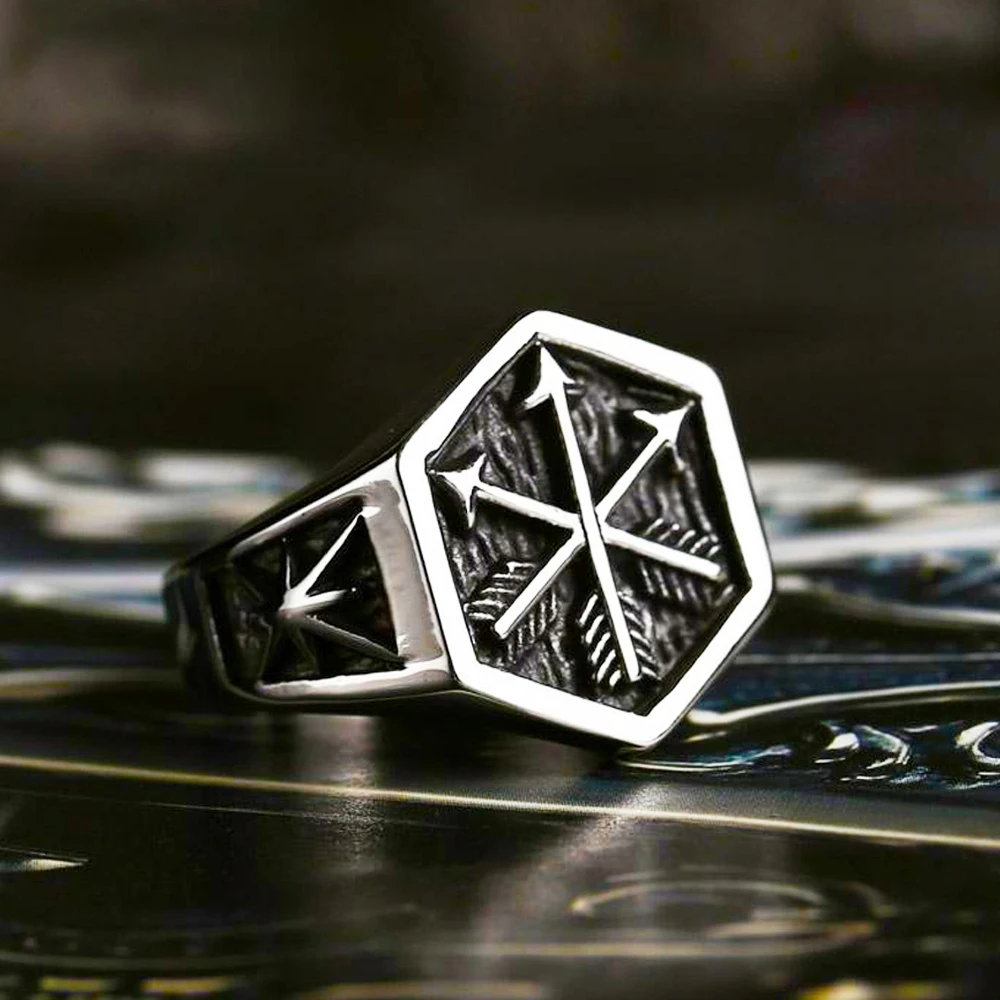 Винтажное кольцо в виде стрелы стиле викингов модель 316L из нержавеющей стали