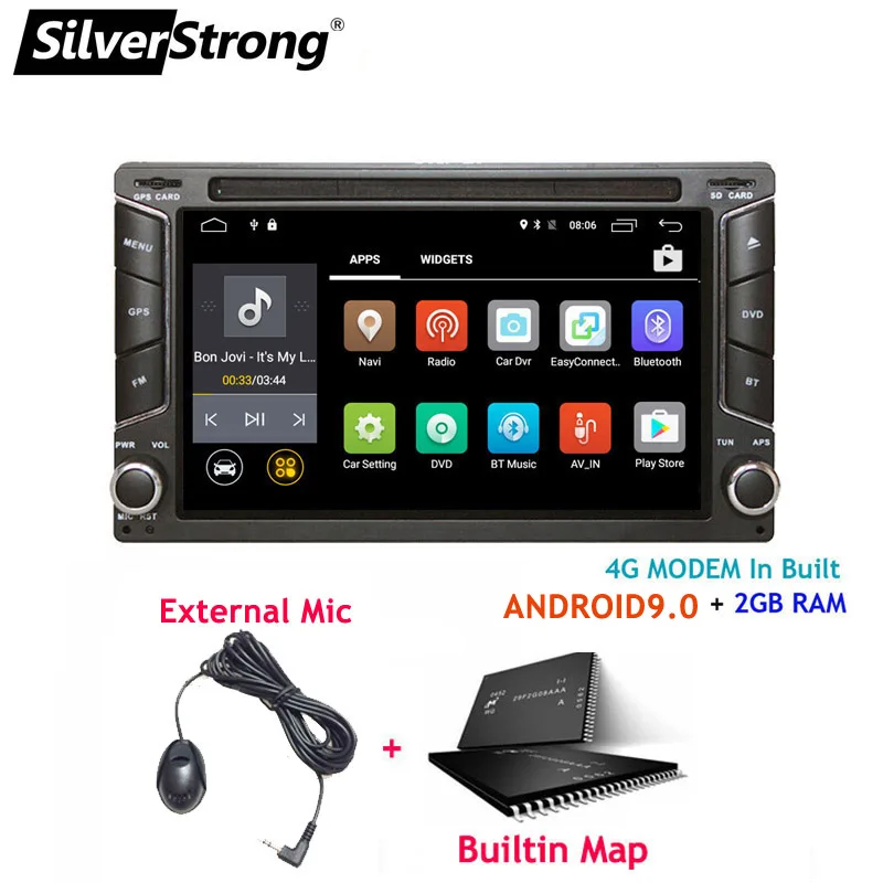 6258 MIC SilverStrong Android9.0 2Din автомобильный DVD 4G модем 2Din радио универсальный автомобильный стерео двойной Din gps автомобильный android радио 6258 - Цвет: 6258 MIC