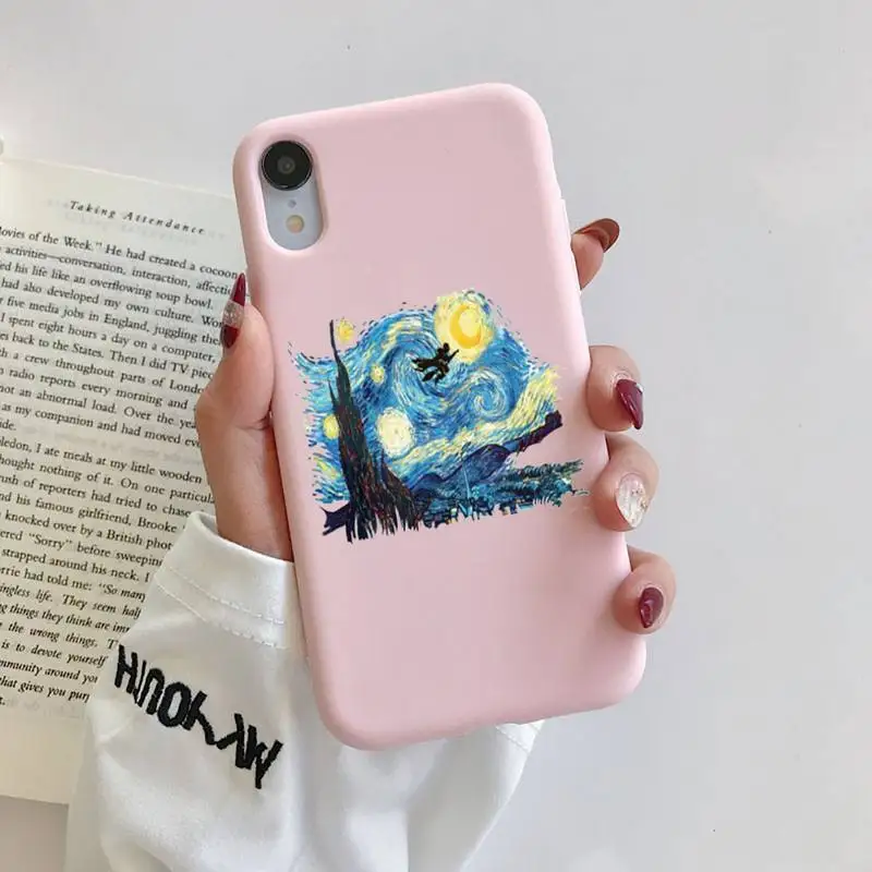 

Van Gogh Aesthetic Phone Case Original For iphone 11 Pro Max X XS Max XR Solid Candy Color Shell For iPhone 7 8 6 6S Plus