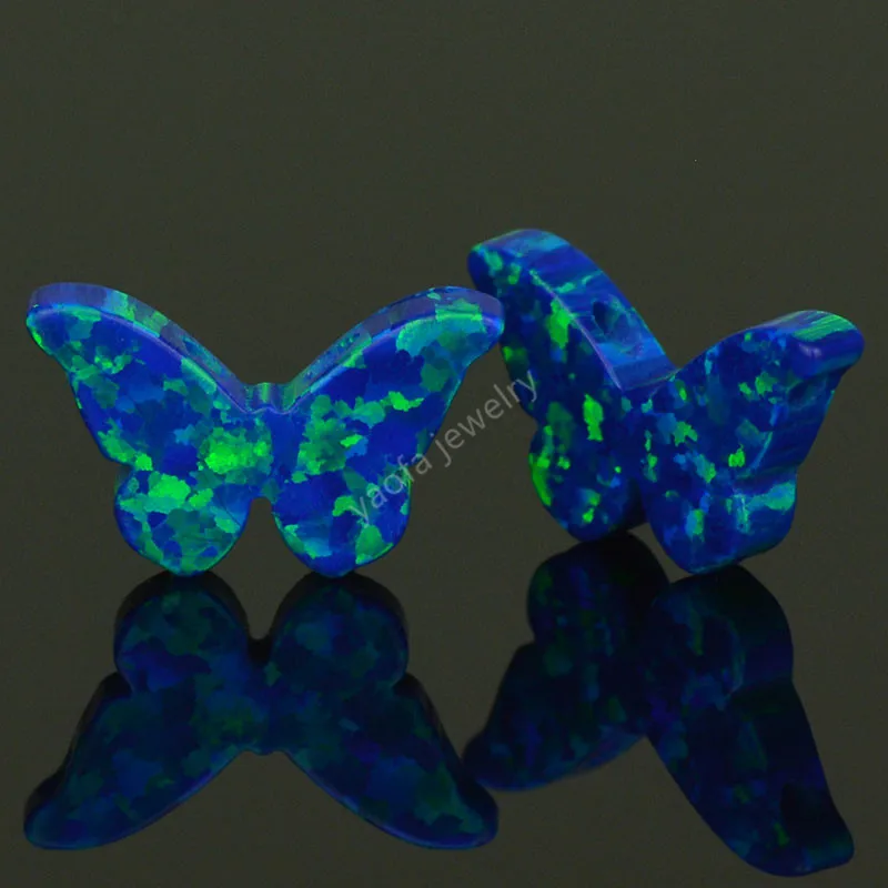 Wholesale price butterfly shape synthetic opal Op27 dark blue fire loose stone for women girl necklace in 78 colors | Украшения и