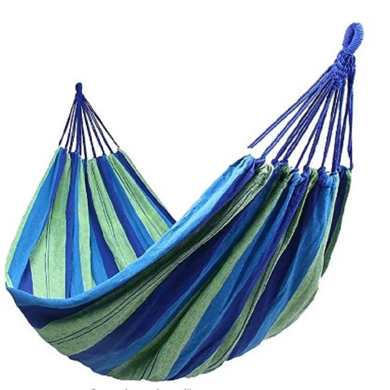 

2021 Garden Hammock Hang Bed Travel Camping Swing Canvas Stripe 1-2 Person Portable Portable Outdoor Hanging Bed Dropship