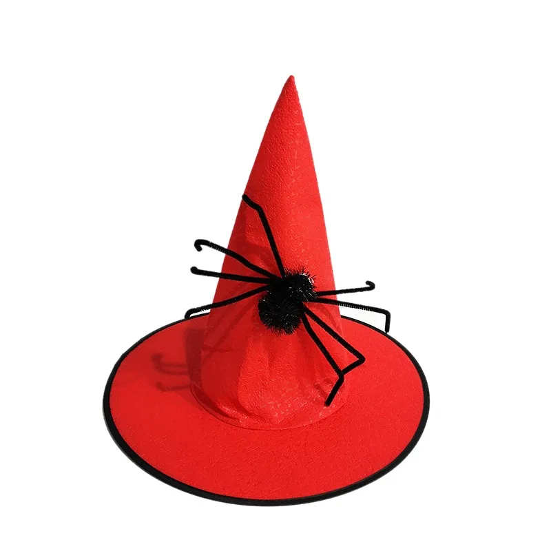Non-Woven Witch Hat With Artificial Spider Masquerade Costume Performance Cosplay Cap Halloween Party For Kids And Adults |