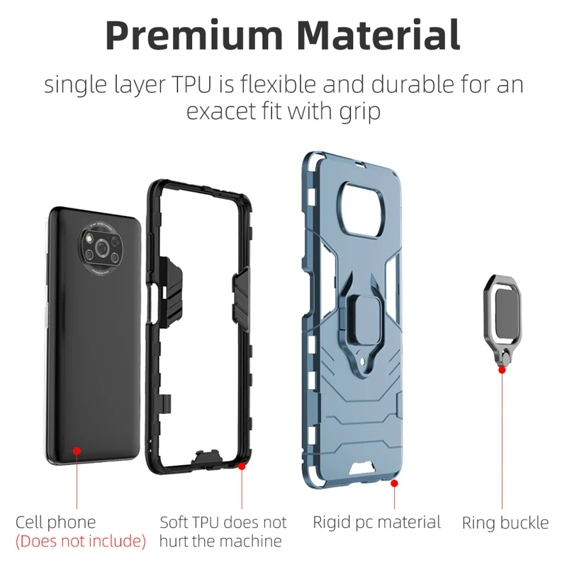 

Poco X3 Cases ShockProof Magnetic Ring Stand Holder Fundas For Xiaomi Poco F2 Pro X3 NFC 2020 Pocophone F1 X2 PocoX3 Cover Coque