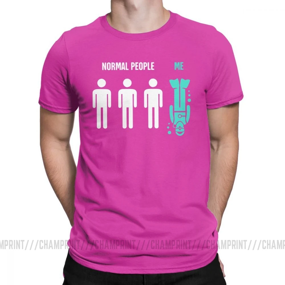 Мужские Забавные футболки для дайвинга с надписью Normal People Me, Спортивная футболка для дайвинга, дайвинга, подводного плавания, хлопковые топы, футболка с коротким рукавом - Цвет: Фуксия