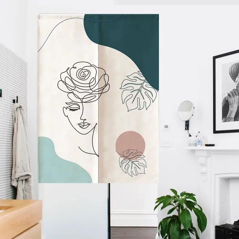 Простая Современная тканевая дверная занавеска с геометрическими линиями