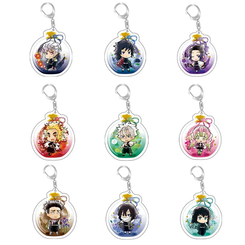 

Demon Slayer Acrylic Key Chains DIY Cute Keychain Accessories Student Backpack Kawaii Transparent Pendant Tanjirou Nezuko Figure