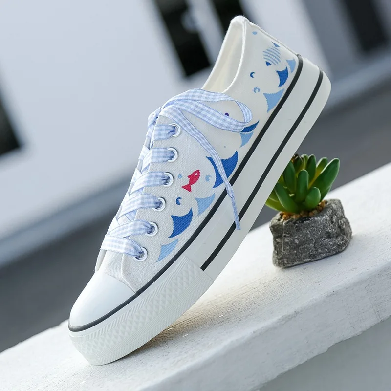 

Женские холщовые туфли с принтом, плоская подошва, высокие, Вулканизированная подошва, обувь для женщин