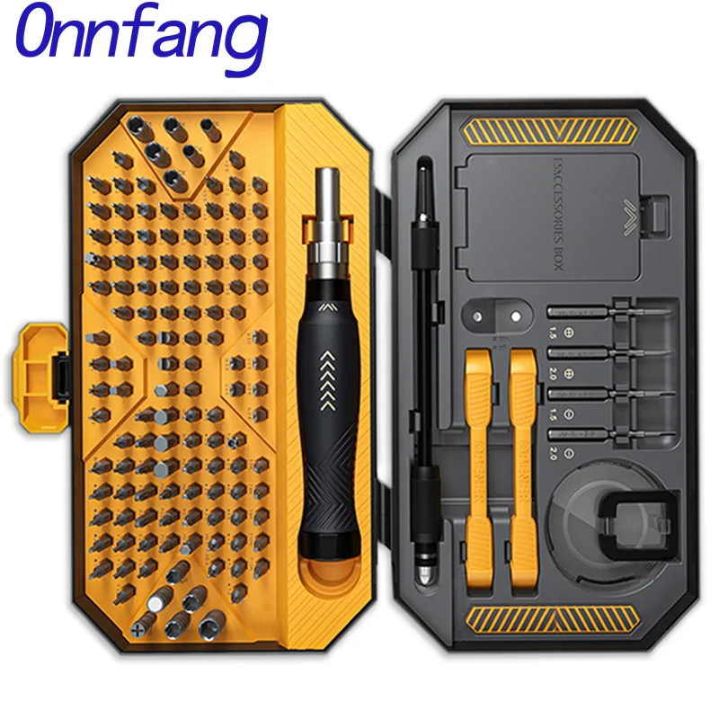 

Onnfang 145Pcs Precision Screwdriver Set Torx Hex High Hardness Magnetic Screw Driver Bits Kit Dismountable Phone PC Hand Tools