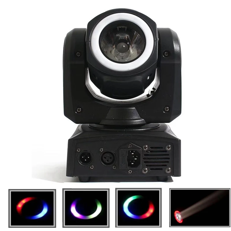 

2pcs/lot 60W LED DJ Spot Lighting/RGBW Spotlight With LED Light Strip Ring/DMX512 Beam Effect Moving Head Stage Lights With Halo