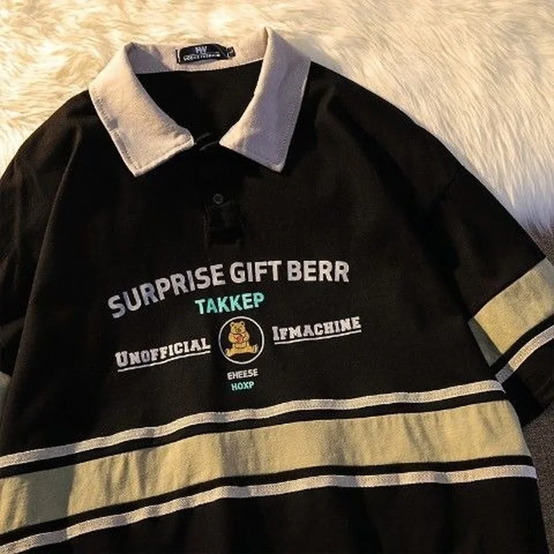 Женская рубашка поло с отложным воротником и коротким рукавом свободного