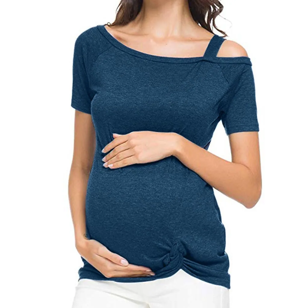 

Maternity T-shirt Women Short Sleeve Side Button Tunic Nursing Tops For Breastfeeding Summer O-neck Casual Pregnancy Clothes