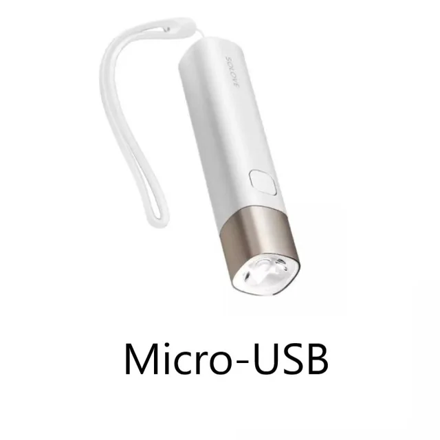 Xiaomi SOLOVE портативный фонарик USB зарядки для мобильных устройств перезаряжаемый яркий EDC фонарик 3000 мАч светодиодный фонарик для велосипеда - Цвет: white Micro-USB